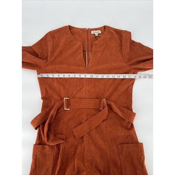 Du Paradis Womens Size Small Rust Orange Belted Corduroy Jumpsuit New Fall New - Picture 9 of 13